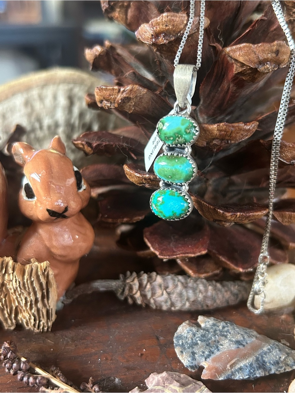 925 Sterling triple stunning Sonoran turquoise necklace